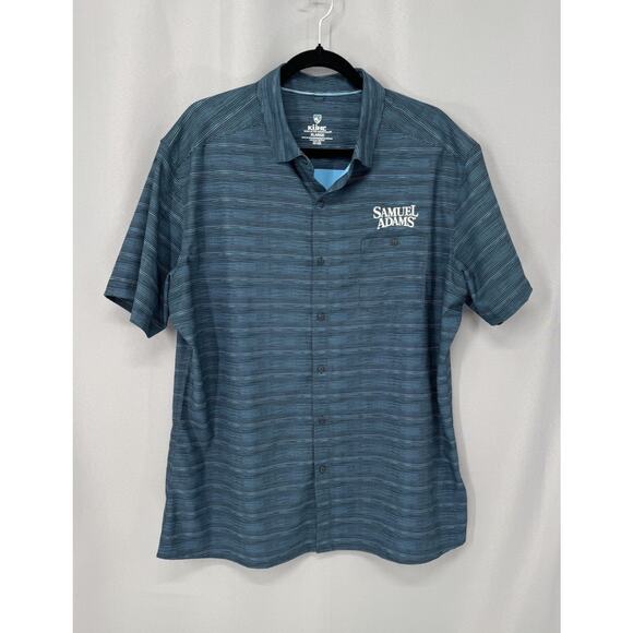 Kuhl Shirt Xl Men Blue Short Sleeve Button Up Sam Adam’s Hiking Outdoor Summer - Picture 1 of 15